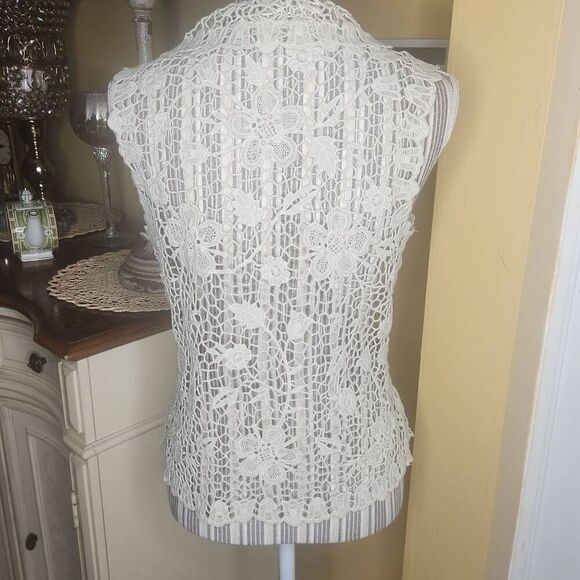 Lafei nier cream lace vest women's. Size small boho chic - Picture 4 of 4